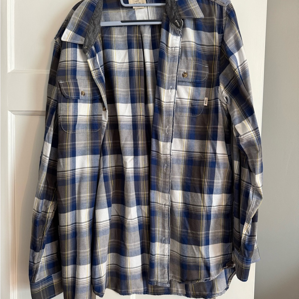 Vans Blue and Gray Plaid Shirt